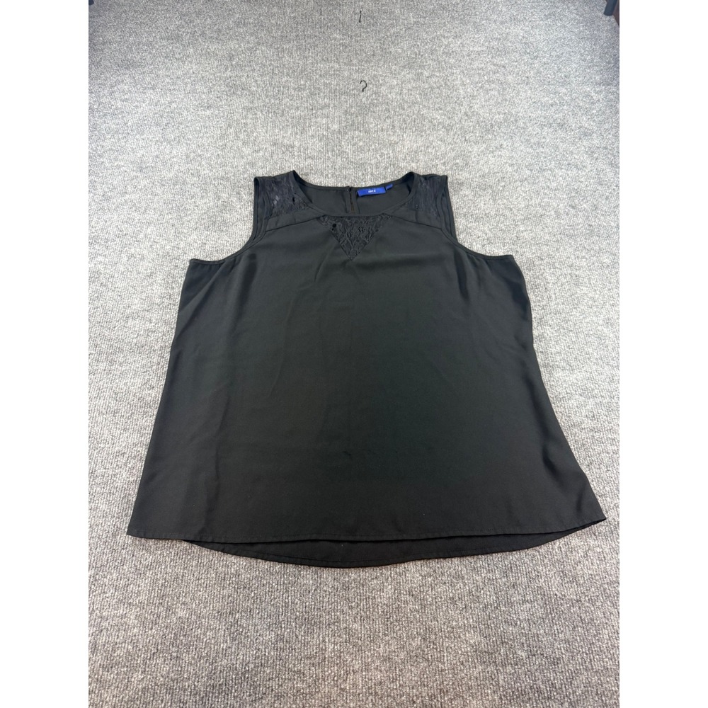 Apt. 9 Womens XL Black Sleeveless Lace Trim Keyhole Back Blouse Top